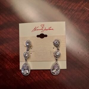 Kenneth Jay Lane Silver and Crystal Drop Earrings